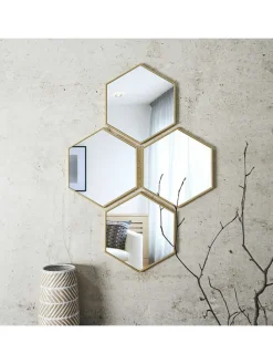 4er-Set: Spiegel in Gold - (B)23 x (H)20 cm