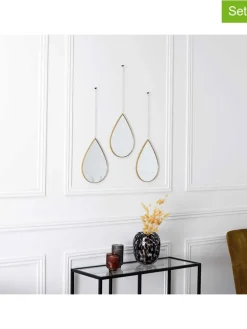3er-Set: Spiegel in Gold in Gold - (B)19 x (H)27 cm