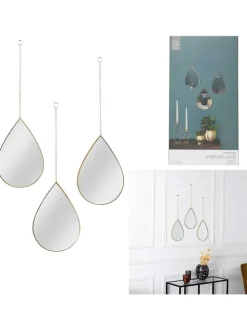 3er-Set: Spiegel in Gold in Gold - (B)19 x (H)27 cm