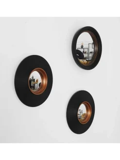 3er-Set: Spiegel in Schwarz - Ø 25,5 cm