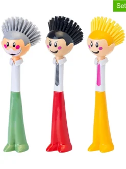 3er-Set: Spülbürsten "Dolls" in Grün/ Rot/ Gelb - (H)26,5 cm