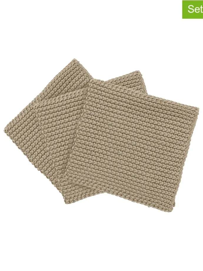 3er-Set: Spültücher "Wipe Perla" in Beige - (L)25 x (B)25 cm