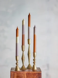 4er-Set: Stabkerzen ''Dip Dye'' in Hellbraun/ Lila - 4x 75 g