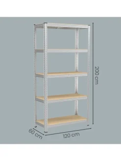 2er-Set: Standregale in Beige/ Silber - (B)120 x (H)200 x (T)60 cm