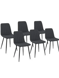 6er-Set: Stühle "Fiona" in Dunkelgrau/ Schwarz - (B)46 x (H)88 x (T)55 cm