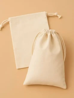 10er-Set: Stoffbeutel in Beige/ Weiß - (L)13 x (B)10 cm