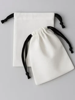 10er-Set: Stoffbeutel in Weiß/ Schwarz - (L)20 x (B)15 cm