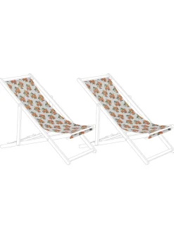 2er-Set Stoffbezug ANZIO/AVELLINO in Orange/Grün/Weiß