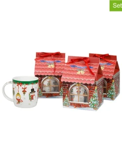4er-Set: Tassen ''Weihnachtshäuschen'' in Weiß/ Bunt - 400 ml