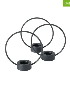 3er-Set: Teelichthalter "Rumba" in Schwarz - (H)20 cm