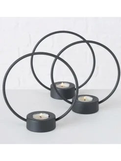 3er-Set: Teelichthalter "Rumba" in Schwarz - (H)20 cm