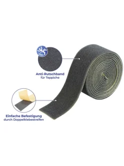 2er-Set: Teppich-Antirutschband in Schwarz - (L)200 x (B)4 cm