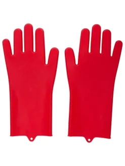 2er-Set: Tierpflege-Handschuhe in Rot - (L)32,6 x (B)15,5 cm