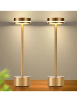 2er-Set Tischleuchte LED in gold Akku Kabellos Touch Dimmbar H 31.5cm