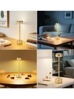 2er-Set Tischleuchte LED in gold Akku Kabellos Touch Dimmbar H 31.5cm