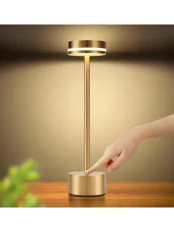 2er-Set Tischleuchte LED in gold Akku Kabellos Touch Dimmbar H 31.5cm