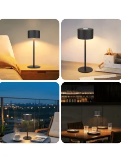 2er-Set Tischleuchte LED in schwarz rund Touch Dimmbar Tragbare Kabellos