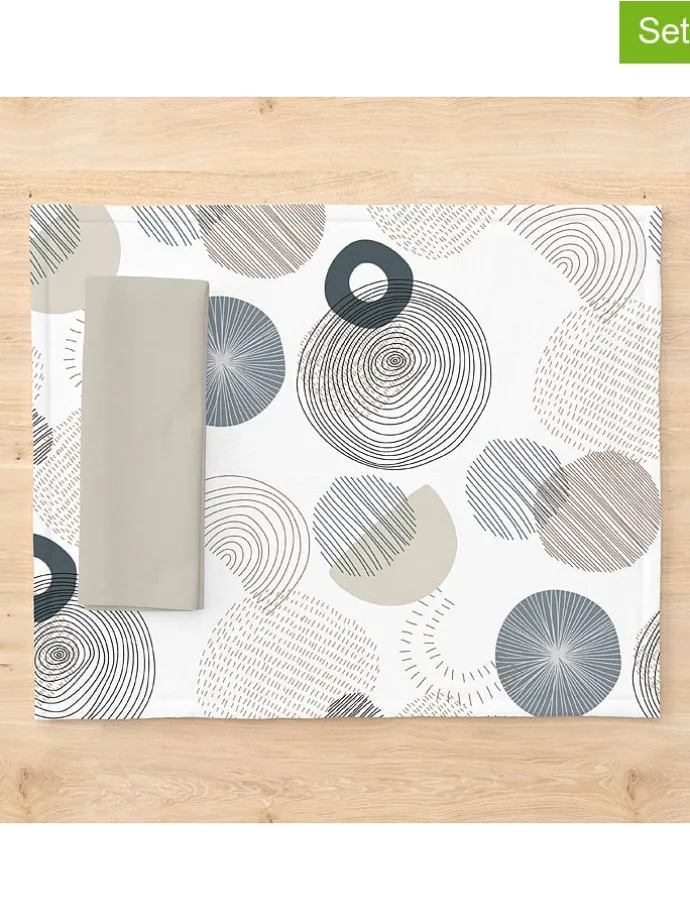 2er-Set: Tischsets "Caleb" in Weiß/ Blau/ Grau - (L)50 x (B)40 cm