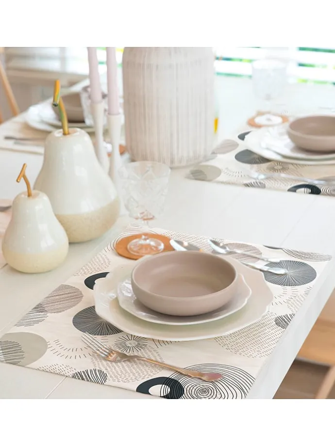 2er-Set: Tischsets "Caleb" in Weiß/ Blau/ Grau - (L)50 x (B)40 cm