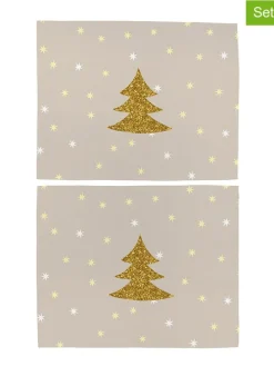 2er-Set: Tischsets "Gold tree" in Beige/ Gold - (L)35 x (B)45 cm