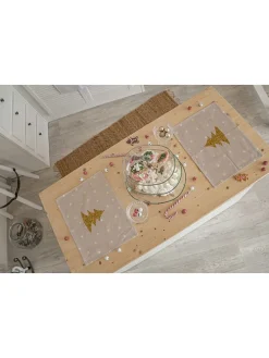 2er-Set: Tischsets "Gold tree" in Beige/ Gold - (L)35 x (B)45 cm