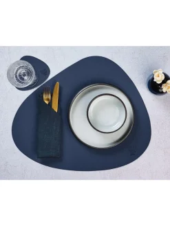 6er-Set: Tischsets in Dunkelblau/ Anthrazit - (L)44 x (B)37 cm