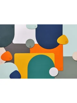 6er-Set: Tischsets in Dunkelblau/ Anthrazit - (L)44 x (B)37 cm