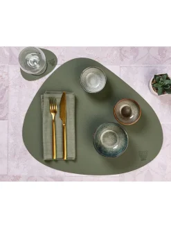 6er-Set: Tischsets in Grün/ Creme - (L)44 x (B)37 cm