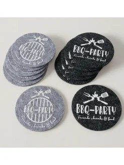 2er-Set: Untersetzer "BBQ" in Grau/ Anthrazit - 2x 6 Stück