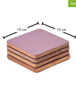 4er-Set: Untersetzer "Jala" in Lila/ Hellbraun - (L)10 x (B)10 cm