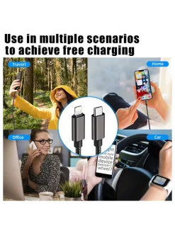 3er-Set: USB-C-Lightning-Kabel in Schwarz - (L)1 m