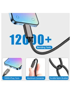 3er-Set: USB-C-Lightning-Kabel in Schwarz - (L)1 m