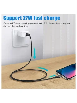 3er-Set: USB-C-Lightning-Kabel in Schwarz - (L)1 m