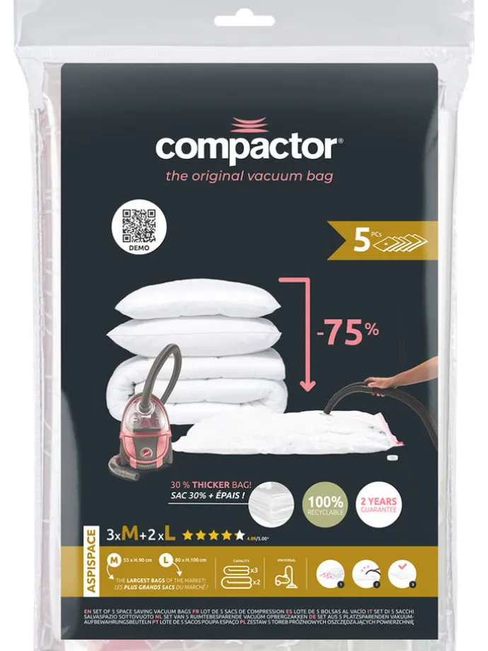 5er-Set: Vakuumbeutel in Weiß