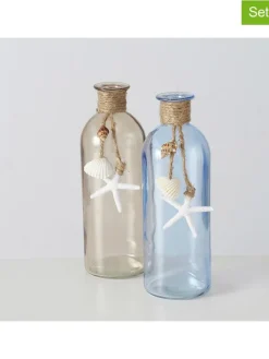 2er-Set: Vasen "Calas" in Hellblau/ Beige - (H)21 cm