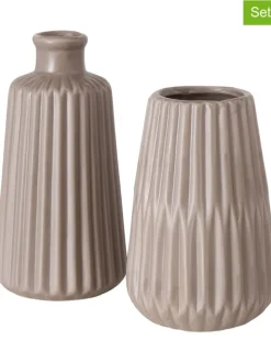 2er-Set: Vasen "Esko" in Hellbraun