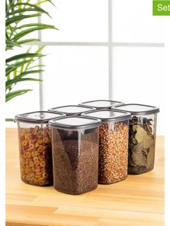 6er-Set: Vorratsbehälter in Anthrazit - 1,2 l