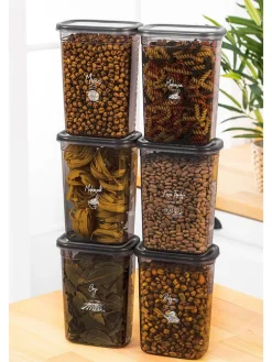 6er-Set: Vorratsbehälter in Anthrazit - 1,5 l