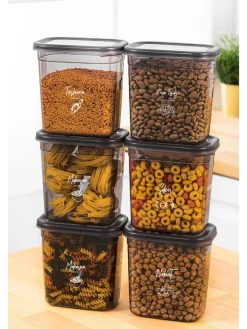 6er-Set: Vorratsbehälter in Anthrazit - 1,15 l