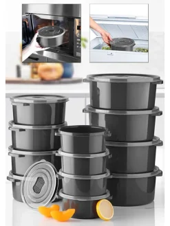 12er-Set: Vorratsbehälter in Grau