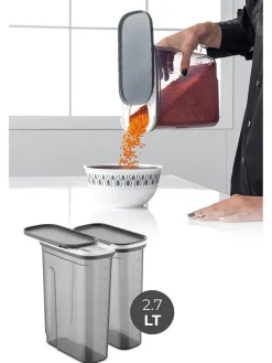 2er-Set: Vorratsbehälter in Grau - 1,8 l