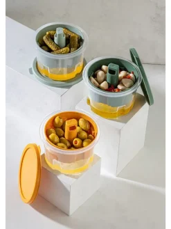 6er-Set: Vorratsbehälter in Orange/ Grün/ Hellblau - 650 ml