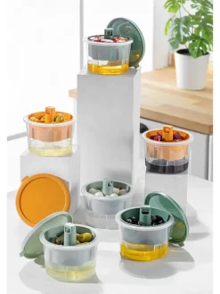 6er-Set: Vorratsbehälter in Orange/ Grün/ Hellblau - 650 ml