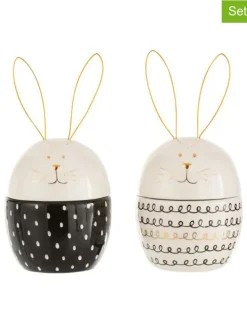 2er-Set: Vorratsdosen "Hase" in Schwarz/ Weiß - (H)19,5 x Ø 10,5 cm