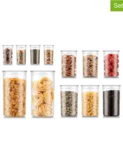 12er-Set: Vorratsgläser "Presso" in Transparent/ Grau