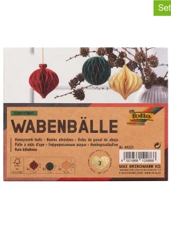 3er-Set: Wabenbälle "Christmas" in Creme/ Rot/ Grün