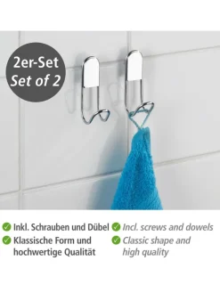 2er-Set: Wandhaken ''Classic'' in Silber - (L)9 cm