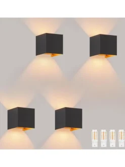 4er-Set Wandleuchte LED 1-flammige G9 in schwarzgold 3000K warmweiß IP65