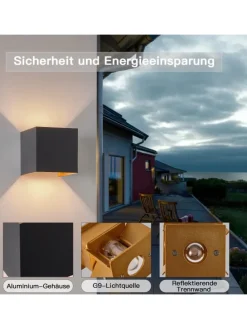 4er-Set Wandleuchte LED 1-flammige G9 in schwarzgold 3000K warmweiß IP65