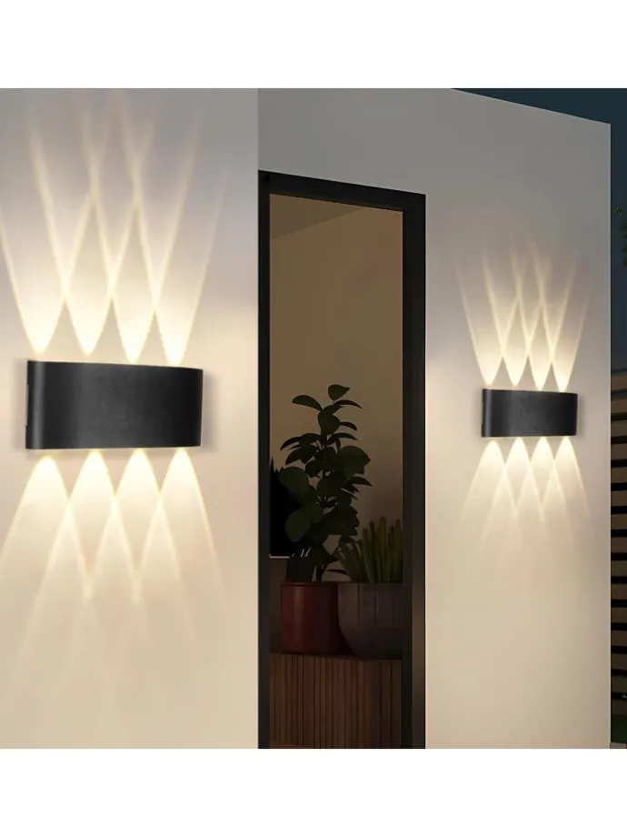 2er-Set Wandleuchte LED in schwarz Modern warmweiß 7W IP65 Up Down L 22cm